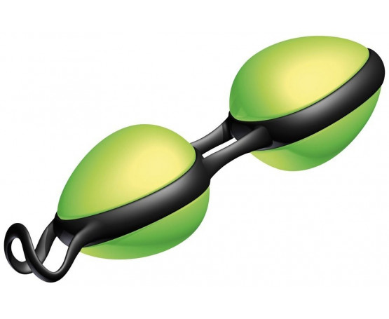Зелёные вагинальные шарики на чёрной сцепке Joyballs Secret