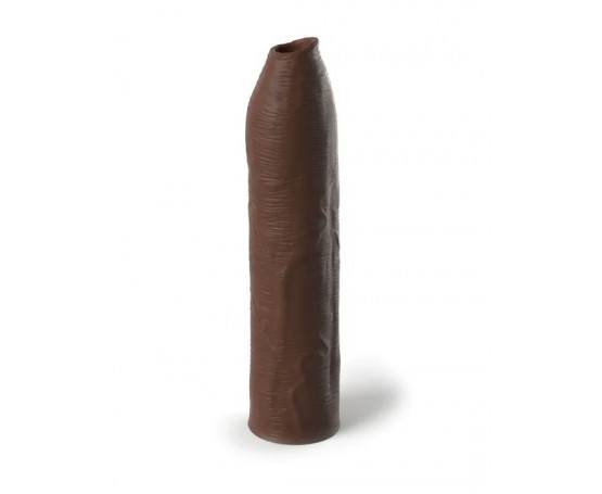 Коричневая насадка-удлинитель Uncut Silicone Penis Enhancer - 17,8 см.