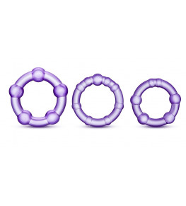 Набор из 3 фиолетовых эрекционных колец Stay Hard Beaded Cockrings