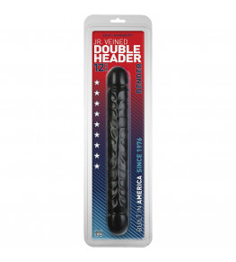 Черный двухголовый фаллоимитатор Jr. Veined Double Header 12  Bender - 30,5 см.