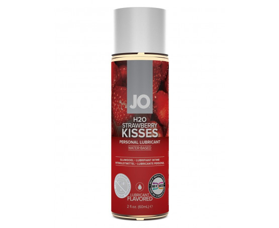 Лубрикант на водной основе с ароматом клубники JO Flavored Strawberry Kisses - 60 мл.