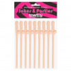 Телесные коктейльные трубочки с пенисами Original Willy Straws - 9 шт.
