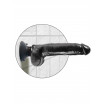 Чёрный виброфаллос со съемной присоской 9  Vibrating Cock with Balls - 22,9 см.