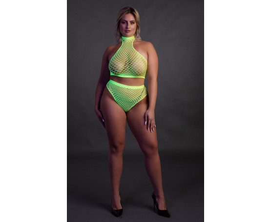 Эффектный зеленый комплект Turtle Neck and High Waist Slip