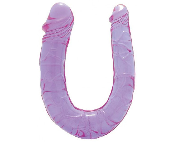Фиолетовый двойной фаллоимитатор DOUBLE HEAD DONG - 30 см.