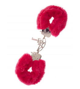 Металлические наручники с красной меховой опушкой METAL HANDCUFF WITH PLUSH RED