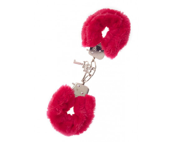 Металлические наручники с красной меховой опушкой METAL HANDCUFF WITH PLUSH RED