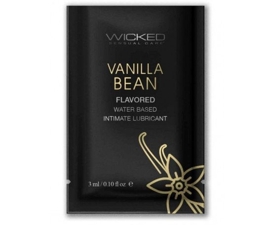 Лубрикант на водной основе с ароматом ванильных бобов Wicked Aqua Vanilla Bean - 3 мл.