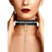 Черный ошейник с поводком Diamond Studded Collar With Leash