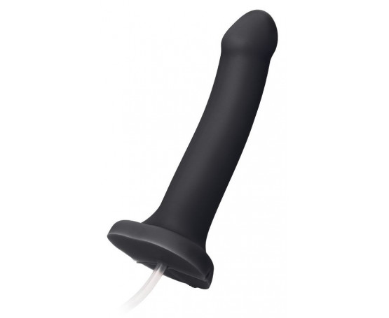 Черный фаллос с имитацией эякуляции Silicon Cum Dildo L - 19,6 см.