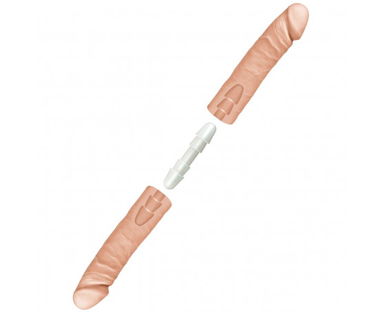 Телесный двусторонний фаллоимитатор из 2 частей The D Double D 16  - 40,6 см.