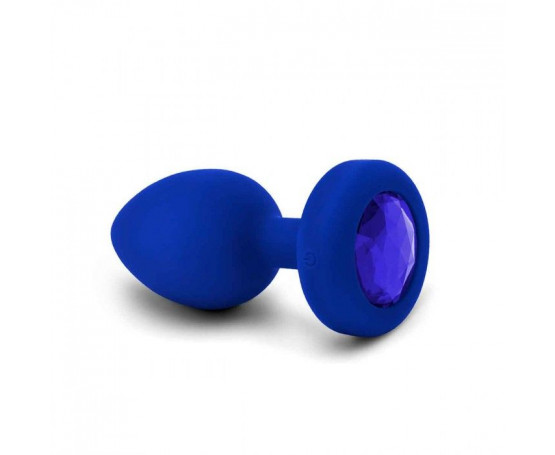 Синяя вибропробка Vibrating Jewel Plug L/XL - 11 см.