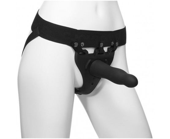 Черный полый вибрострапон Body Extensions BE Aroused - 17,78 см.