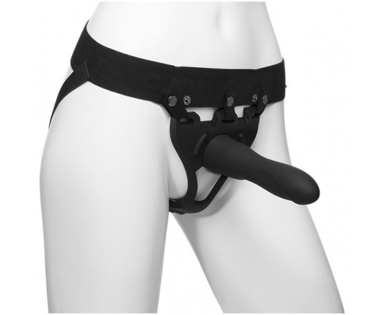 Черный полый страпон с креплением Body Extensions BE Strong - 19,05 см.