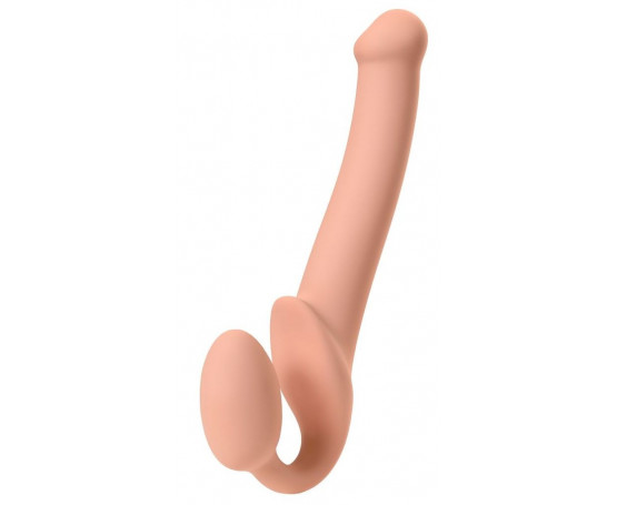 Телесный безремневой страпон Silicone Bendable Strap-On - size M