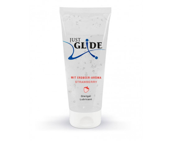 Лубрикант на водной основе Just Glide Strawberry с ароматом клубники - 200 мл.