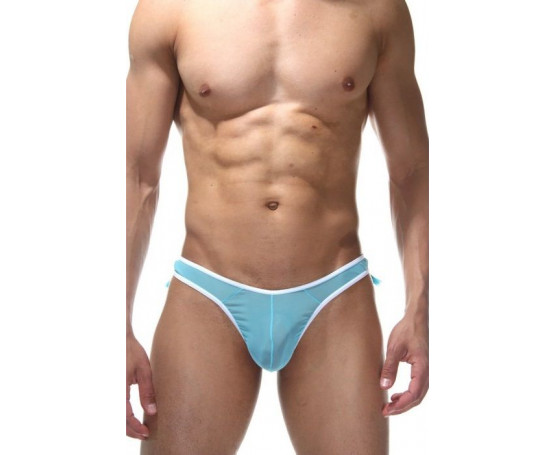 Голубые трусы-тонги с бахромой на ягодицах