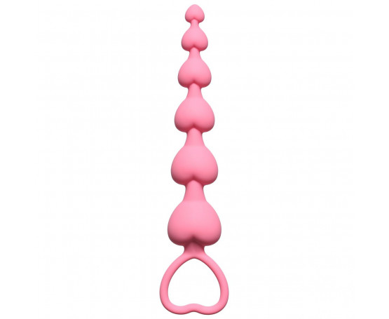 Розовая анальная цепочка Heart s Beads Pink - 18 см.