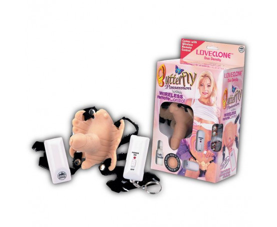 Телесная вибробабочка с фаллосом BUTTERFLY POSSESSION WITH WIRELESS REMOTE CONTROL