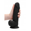 Черный фаллоимитатор Realistic Cock With Scrotum - 21,5 см.