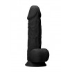 Черный фаллоимитатор Realistic Cock With Scrotum - 21,5 см.