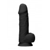 Черный фаллоимитатор Realistic Cock With Scrotum - 21,5 см.