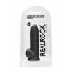 Черный фаллоимитатор Realistic Cock With Scrotum - 21,5 см.