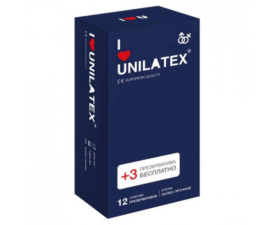 Ультрапрочные презервативы Unilatex Extra Strong - 12 шт. + 3 шт. в подарок