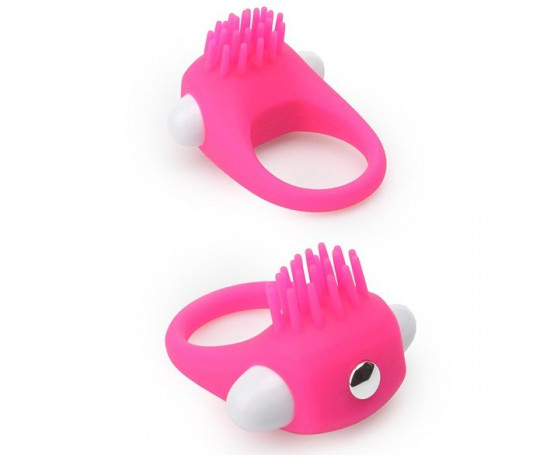 Розовое эрекционное кольцо с щеточкой LIT-UP SILICONE STIMU RING 5