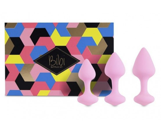 Набор из 3 нежно-розовых анальных пробок Bibi Butt Plug Set