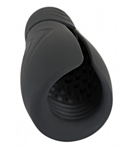 Черный силиконовый вибромастурбатор с нагревом Masturbator with 2 Functions