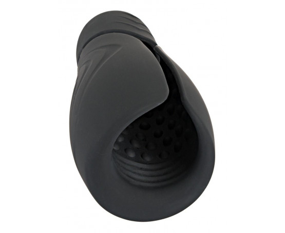 Черный силиконовый вибромастурбатор с нагревом Masturbator with 2 Functions