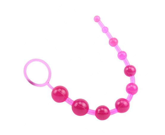 Розовая анальная цепочка с колечком Sassy Anal Beads - 26,7 см.