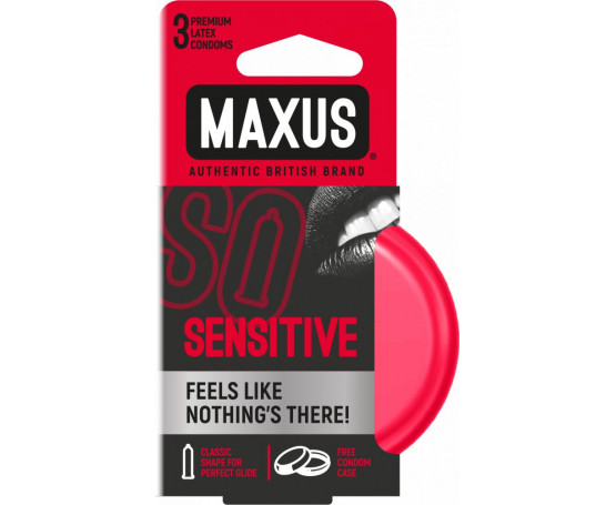 Ультратонкие презервативы в железном кейсе MAXUS Sensitive - 3 шт.