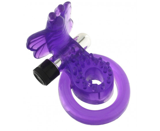 Эрекционное кольцо с вибрацией COCK BALL RING BUTTERFLY JELLY VIBE