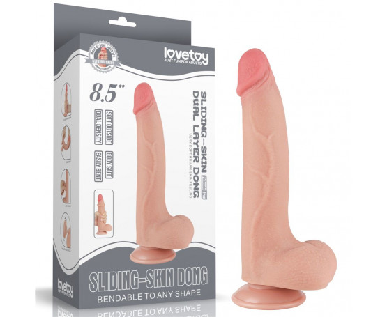 Телесный фаллоимитатор 8.5 Sliding Skin Dual Layer Dong - 20 см.