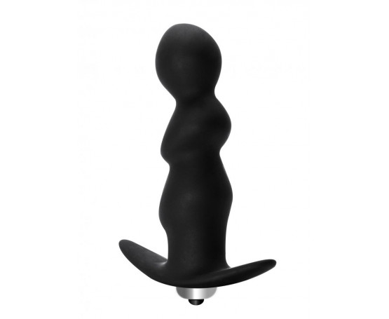 Чёрная фигурная анальная вибропробка Spiral Anal Plug - 12 см.