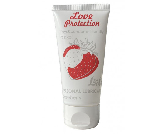 Лубрикант на водной основе с ароматом клубники Love Protection Strawberry - 50 мл.