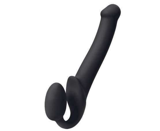 Черный безремневой страпон Silicone Bendable Strap-On - size M