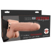 Телесный перезаряжаемый вибрострапон 7  Hollow Rechargeable Strap-on with Balls - 20,3 см.