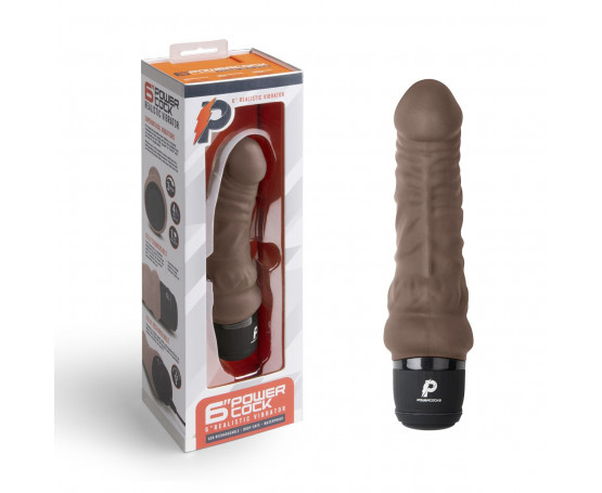 Коричневый вибратор-реалистик 6  Realistic Vibrator - 17 см.