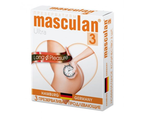Презервативы Masculan Long Pleasure с продлевающим эффектом - 3 шт.