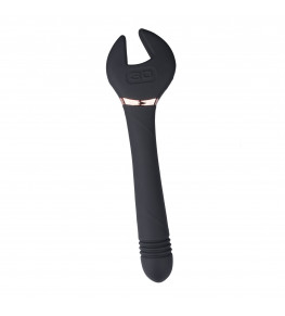 Черный двусторонний вибратор Key Control Massager Wand в форме гаечного ключа