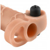 Телесная вибронасадка с кольцом  Vibrating Real Feel 1 Extension - 14 см.
