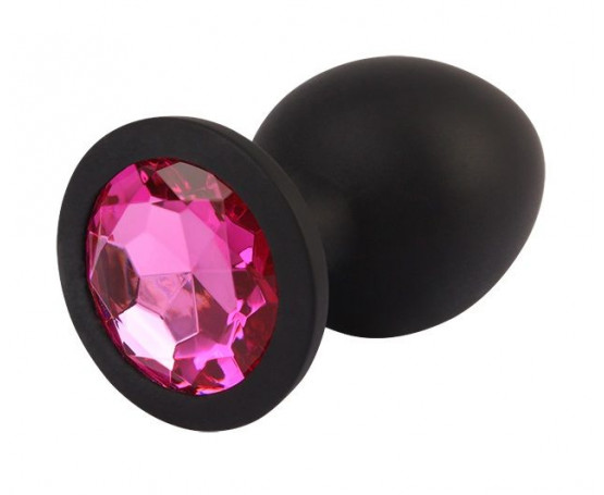 Черная анальная пробка с кристаллм Booty Fantasy Gem Plug L - 9,5 см.