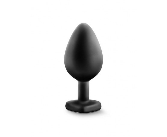 Черная анальная втулка с прозрачным кристаллом Bling Plug Medium - 8,2 см.