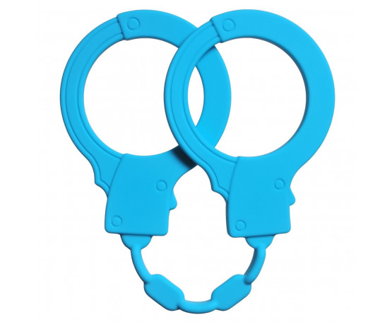 Голубые силиконовые наручники Stretchy Cuffs Turquoise