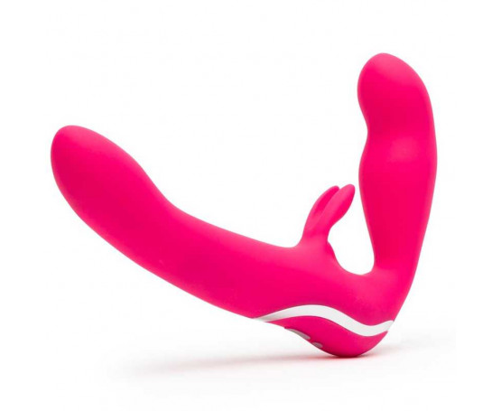 Ярко-розовый безремневой страпон Rechargeable Vibrating Strapless Strap-On