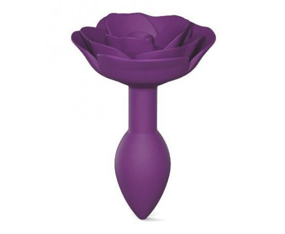 Фиолетовая анальная пробка с ограничителем-розой Open Rose Size S Butt Plug