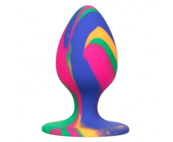 Яркая анальная пробка Cheeky Medium Tie-Dye Plug - 7,5 см.